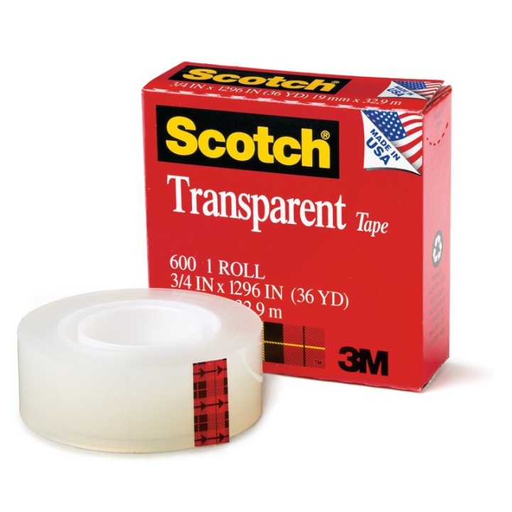 Scotch® Transparent Tape Refill Roll, 3/4" x 1296"