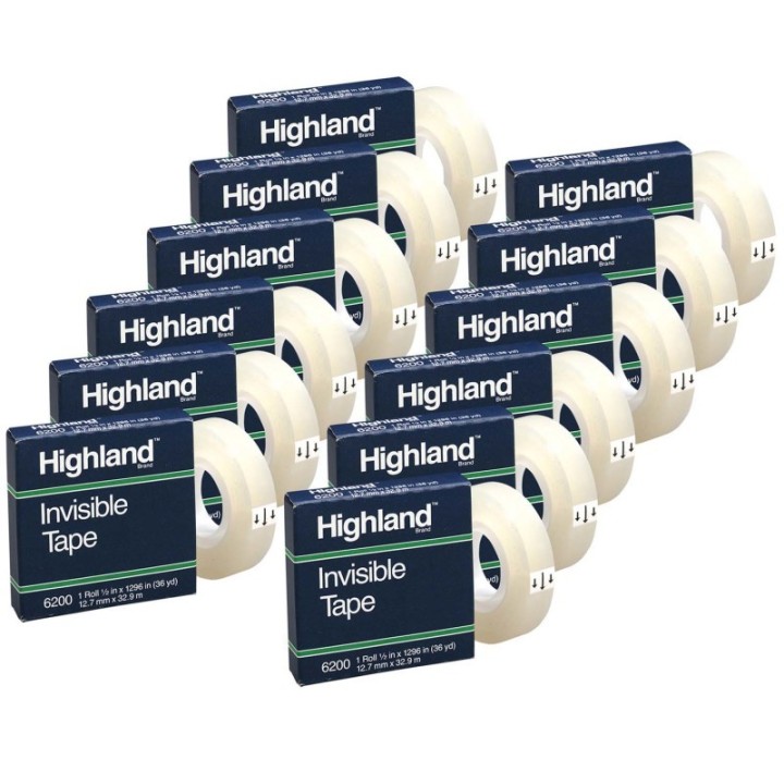 Highland™ Invisible Tape, 1/2" x 1296", 12 Rolls