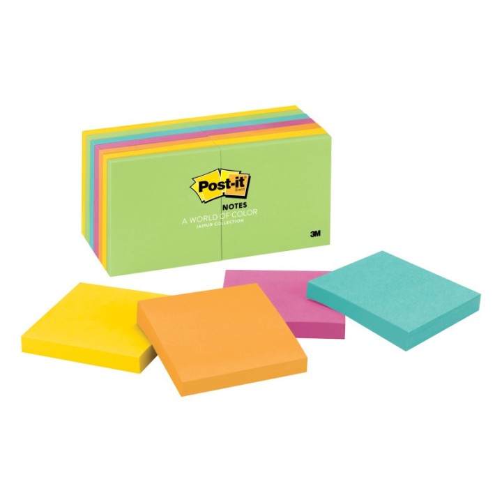 Post-it® Notes, 3" x 3", Jaipur Collection, 14 Pads