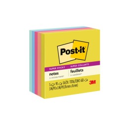 Post-it® Super Sticky Notes, 3x3 in, Summer Joy Collection, Assorted Colors, 90 Sheets/Pad, 5 Pads/Pack