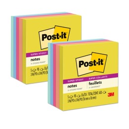 Post-it® Super Sticky Notes, 3x3 in, Summer Joy Collection, Assorted Colors, 90 Sheets/Pad, 5 Pads/Pack, 2 Packs
