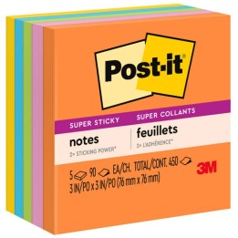 Post-it® Super Sticky Notes, 3 in x 3 in, Energy Boost Collection, 5 Pads/Pack