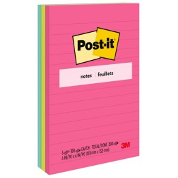 Post-it® Notes, 4 in x 6 in, Poptimistic Collection, Lined, 3 Pads/Pack