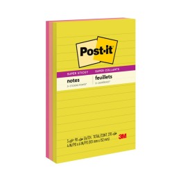 Post-it® Super Sticky Notes - Summer Joy Collection - 4" x 6" Lined, 3-Pack