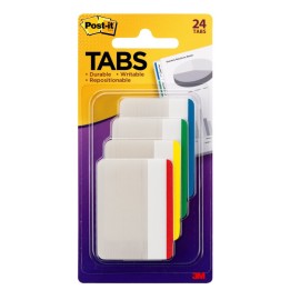 Post-it® Post-it® Tabs, Assorted Primary Colors, Pack of 24