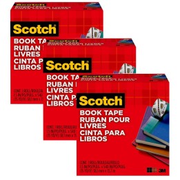 Scotch® Book Tape, 1-1/2 in x 15 yd Per Rolls, 3 Rolls