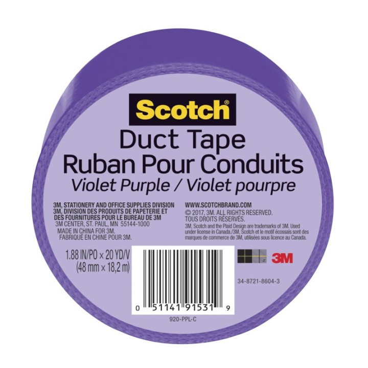 Scotch® Duct Tape for Artists, 1.88 in x 20 yd (48 mm x 18.2 m), Purple