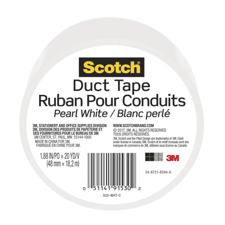 Scotch® Duct Tape for Artists, 1.88 in x 20 yd (48 mm x 18.2 m), White