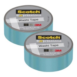 Scotch® Expressions Washi Tape, .59" x 275", Iridescent Blue, Pack of 2