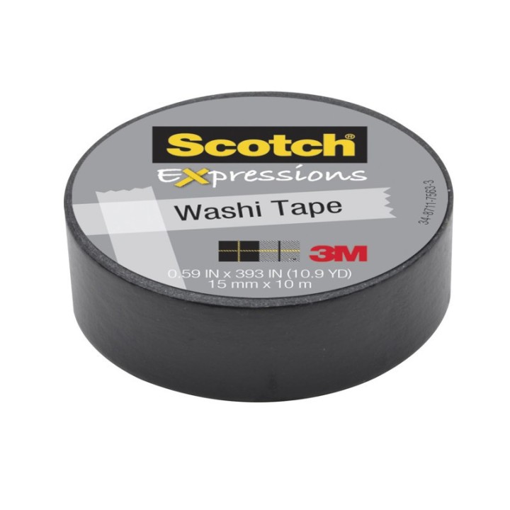 Scotch® Expressions Washi Tape, .59" x 393", Black