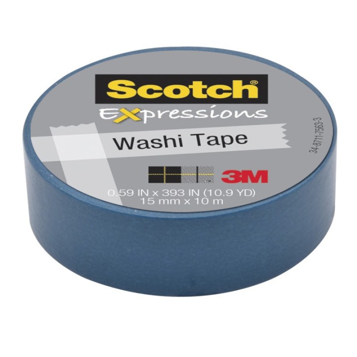 Scotch® Expressions Washi Tape, .59" x 393", Blue