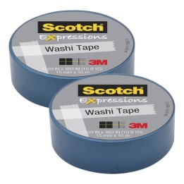 Scotch® Expressions Washi Tape, .59" x 393", Blue, Pack of 2