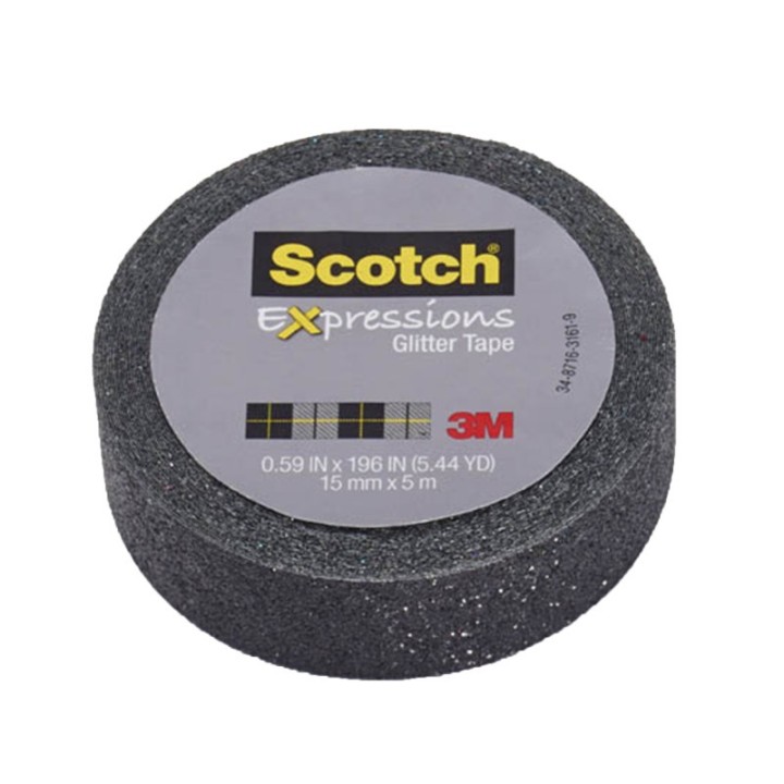 Scotch® Expressions Glitter Tape, .59" x 196", Black