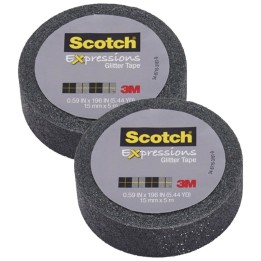 Scotch® Expressions Glitter Tape, .59" x 196", Black, Pack of 2