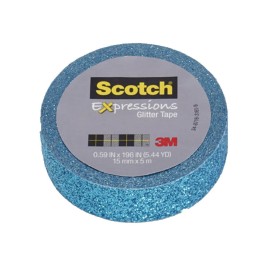 Scotch® Expressions Glitter Tape, .59" x 196", Teal Blue