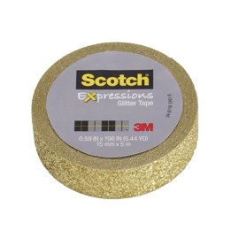 Scotch® Expressions Glitter Tape, .59" x 196", Gold Glitter