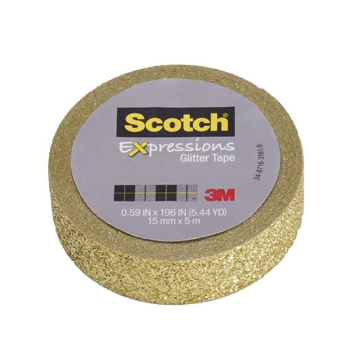 Scotch® Expressions Glitter Tape, .59" x 196", Gold Glitter