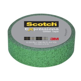 Scotch® Expressions Glitter Tape, .59" x 196", Dark Green Glitter