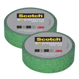 Scotch® Expressions Glitter Tape, .59" x 196", Dark Green Glitter, Pack of 2