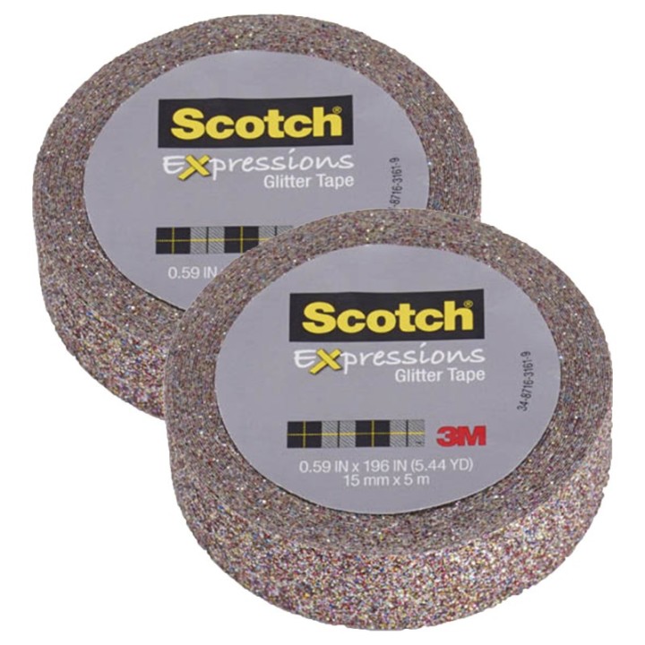 Scotch® Expressions Glitter Tape, .59" x 196", Multi-Colored, Pack of 2