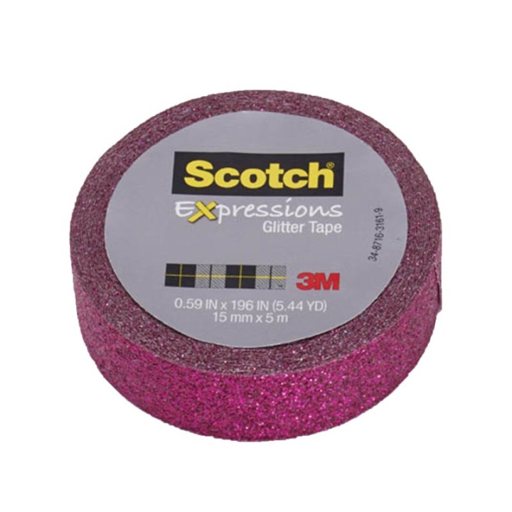 Scotch® Expressions Glitter Tape, .59" x 196", Hot Pink