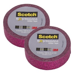 Scotch® Expressions Glitter Tape, .59" x 196", Hot Pink, Pack of 2