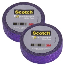 Scotch® Expressions Glitter Tape, .59" x 196", Bright Violet, Pack of 2