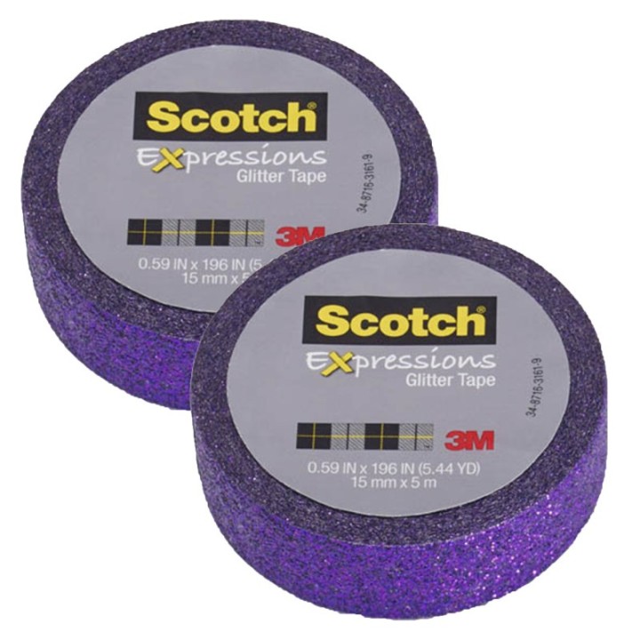 Scotch® Expressions Glitter Tape, .59" x 196", Bright Violet, Pack of 2