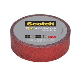 Scotch® Expressions Glitter Tape, .59" x 196", Red Glitter