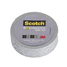 Scotch® Expressions Glitter Tape, .59" x 196", Silver Glitter