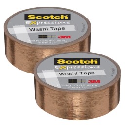 Scotch® Expressions Washi Tape, .59" x 275", Copper Foil, Pack of 2