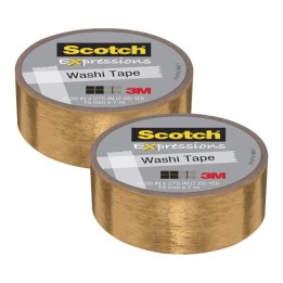 Scotch® Expressions Washi Tape, .59" x 275", Gold Foil, Pack of 2