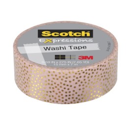 Scotch® Expressions Washi Tape, .59" x 275", Speckled Gold Pastel Pink