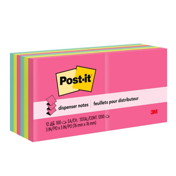Post-it® Dispenser Pop-up Notes, Poptimistic Collection, 100 Sheets/Pad, 12 Pads