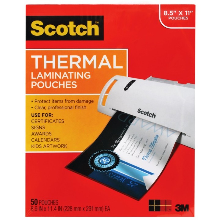 Scotch® Thermal Laminating Pouches, Letter Size, Pack of 50