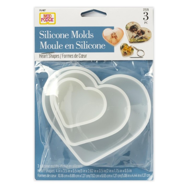 Mod Podge Silicone Resin Mold, Hearts, 3-Piece