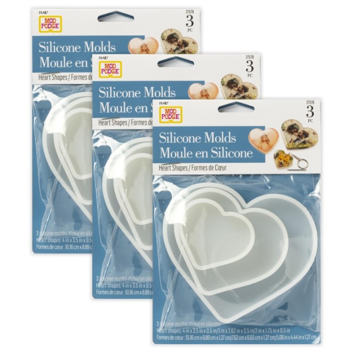 Mod Podge Silicone Resin Mold, Hearts, 3 Per Set, 3 Sets