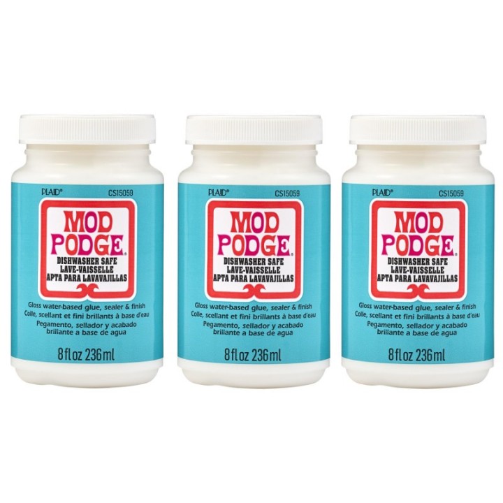 Mod Podge Decoupage Glue, Dishwasher Safe Gloss, 8oz., Pack of 3