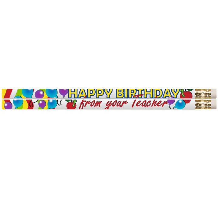 Musgrave Pencil Company Happy Birthday From Your Teacher Motivational Pencil, Pack of 12