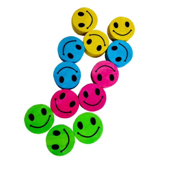 Musgrave Pencil Company Happy Face Pencil Topper Erasers, Pack of 12
