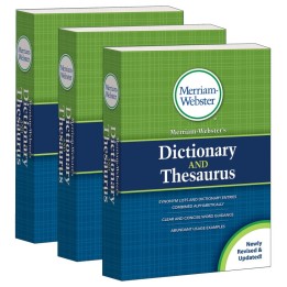 Merriam-Webster Merriam-Webster's Dictionary and Thesaurus, Mass-Market Paperback, 2020 Copyright, Pack of 3