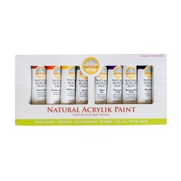 Natural Earth Paint Natural Acrylik Paint, Heavy Body, Classic Studio Colors, 2 oz, Set of 8