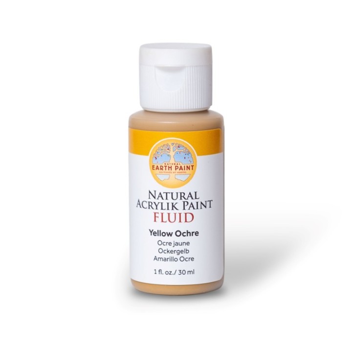 Natural Earth Paint Natural Fluid Acrylik Paint, 1 oz, Yellow Ochre