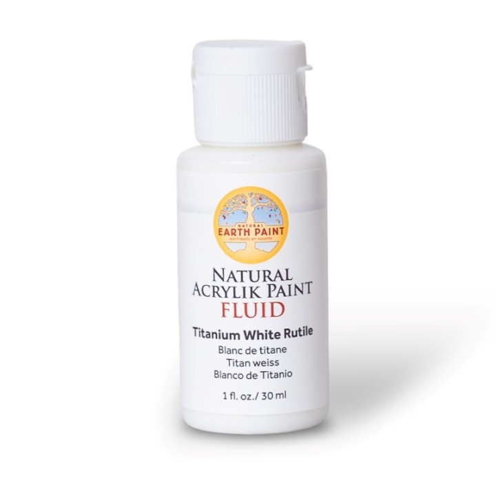Natural Earth Paint Natural Fluid Acrylik Paint, 1 oz, Titanium White Rutile