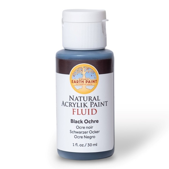 Natural Earth Paint Natural Fluid Acrylik Paint, 1 oz, Black Ochre