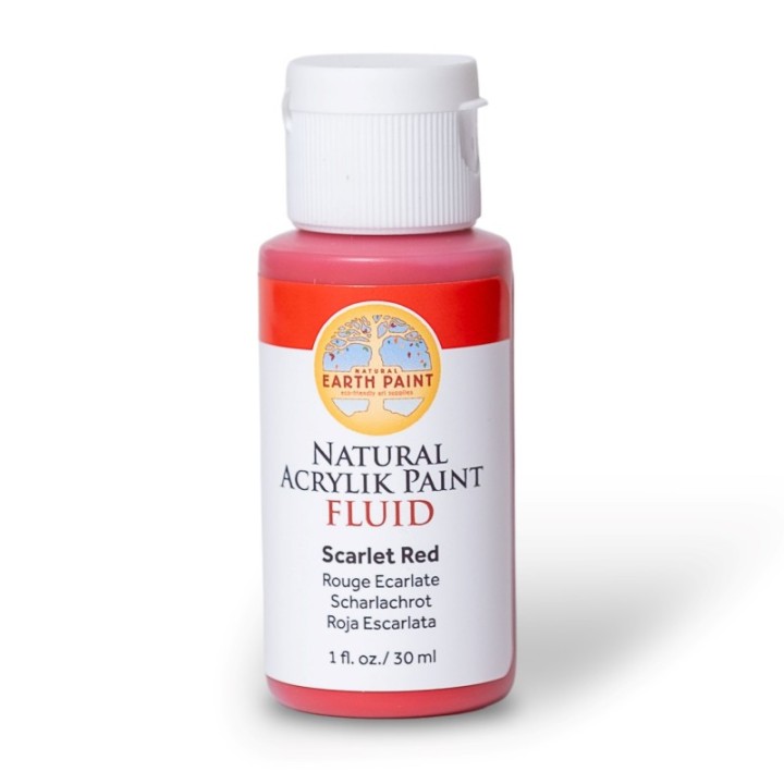 Natural Earth Paint Natural Fluid Acrylik Paint, 1 oz, Scarlet Red