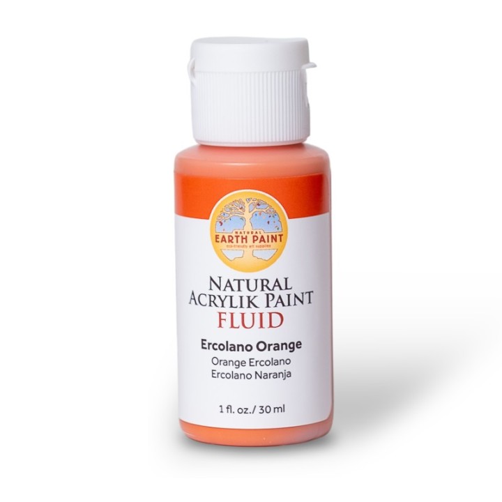 Natural Earth Paint Natural Fluid Acrylik Paint, 1 oz, Ercolano Orange
