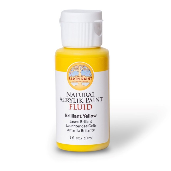 Natural Earth Paint Natural Fluid Acrylik Paint, 1 oz, Brilliant Yellow