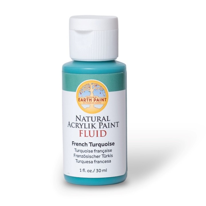 Natural Earth Paint Natural Fluid Acrylik Paint, 1 oz, French Turquoise