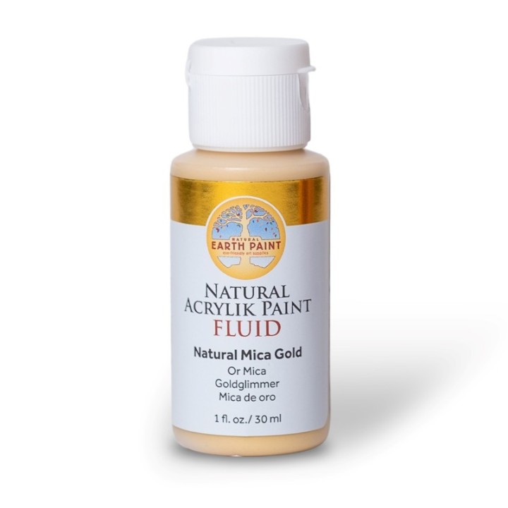 Natural Earth Paint Natural Fluid Acrylik Paint, 1 oz, Gold Mica